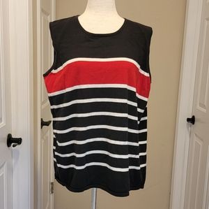 Cute black/red/white 100% cotton sleeveless sweater